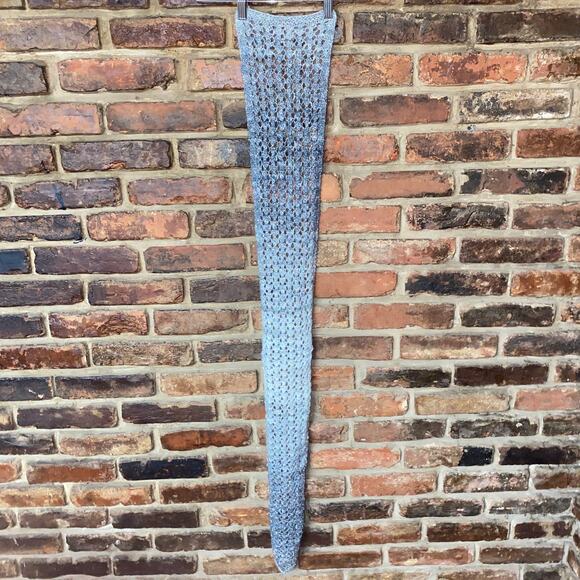 Women's Gray Metallic Sparkle Knit Ombre Rectangle Crochet Scarf - Picture 1 of 6